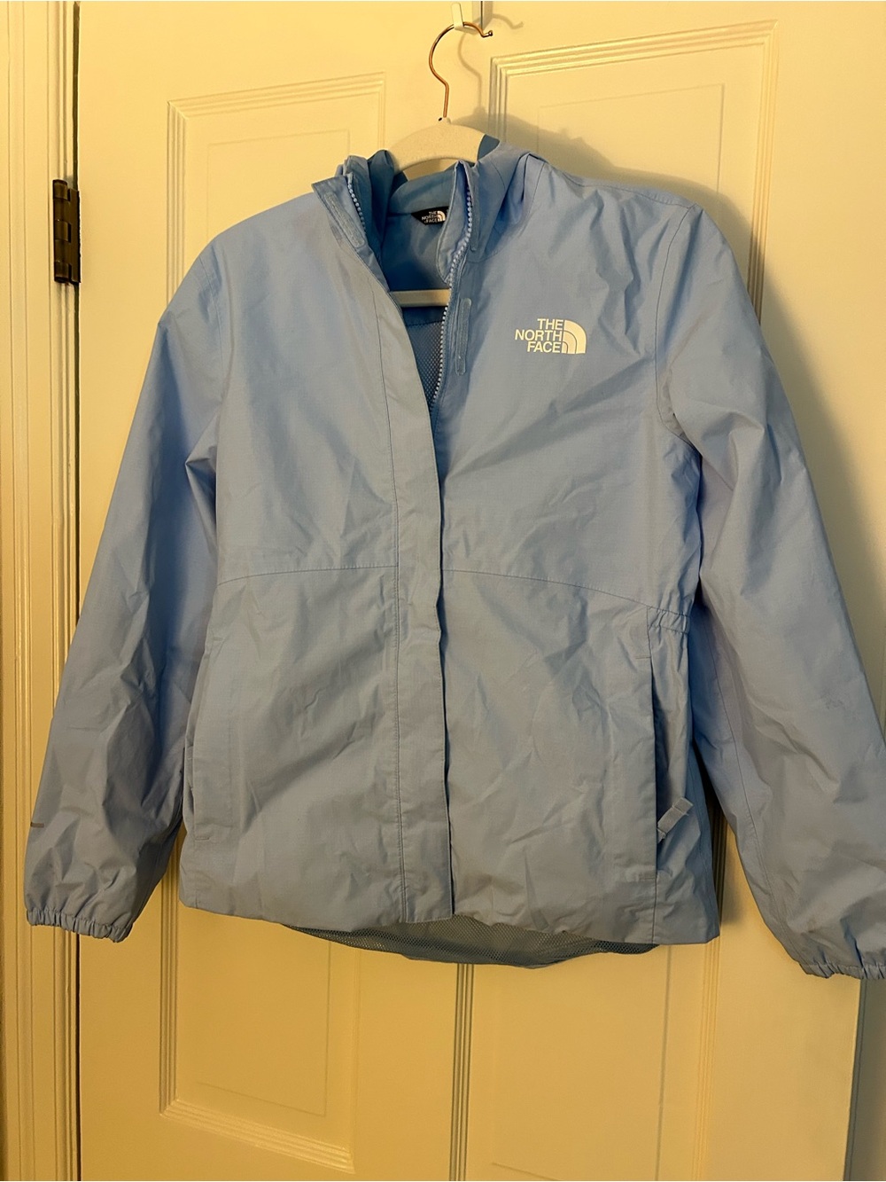 The North Face Kids Antora Waterproof Light Blue Raincoat, size XL (14-16)